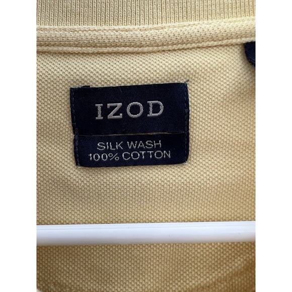 Mens IZOD Polo Shirt Size Medium Silk Yellow Short Sleeve - Picture 5 of 12